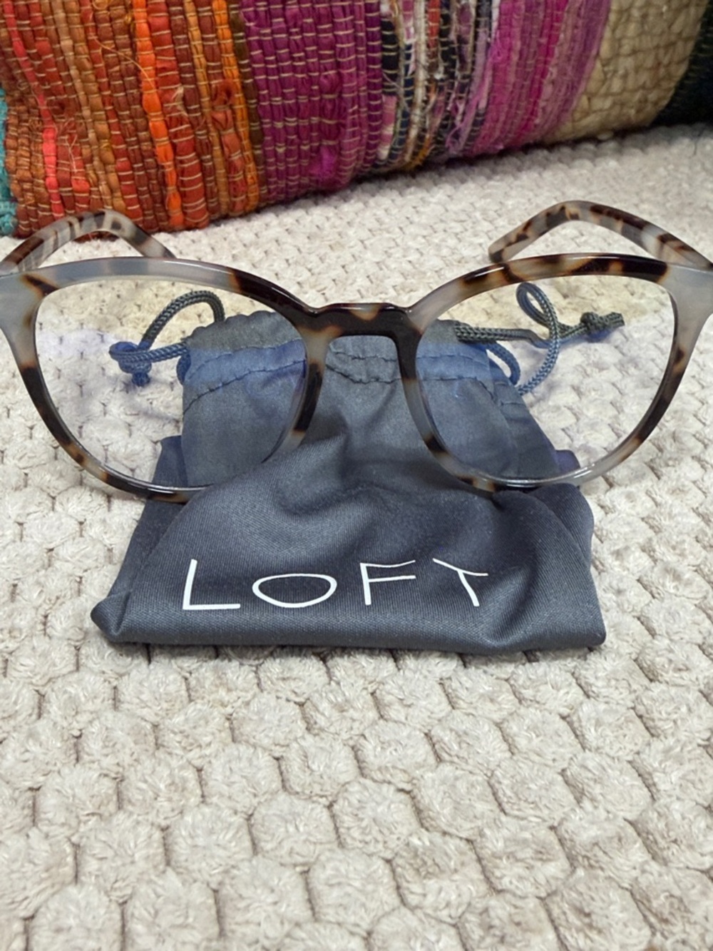 LOFT Tortoiseshell Round Glasses with Clear Blue-light Lenses - Picture 7 of 7
